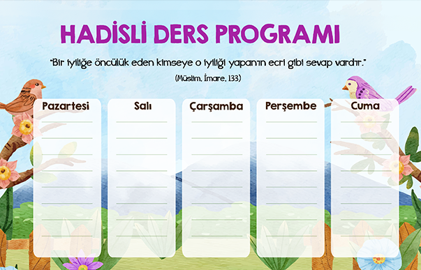 Hadisli Ders Programı 2025